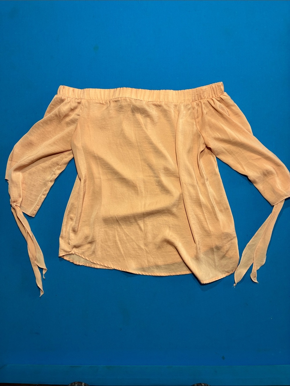 BOGO FREE- Apt. 9 Peach Off-Shoulder Tie-Sleeve Blouse- Size Medium